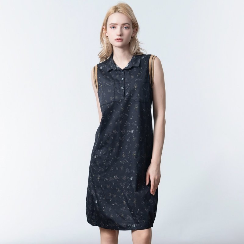 【MEDUSA】运动风罗纹拼接休闲洋装(M-XL) | 无袖洋装 休闲洋装 - 洋装/连衣裙 - 棉．麻 蓝色