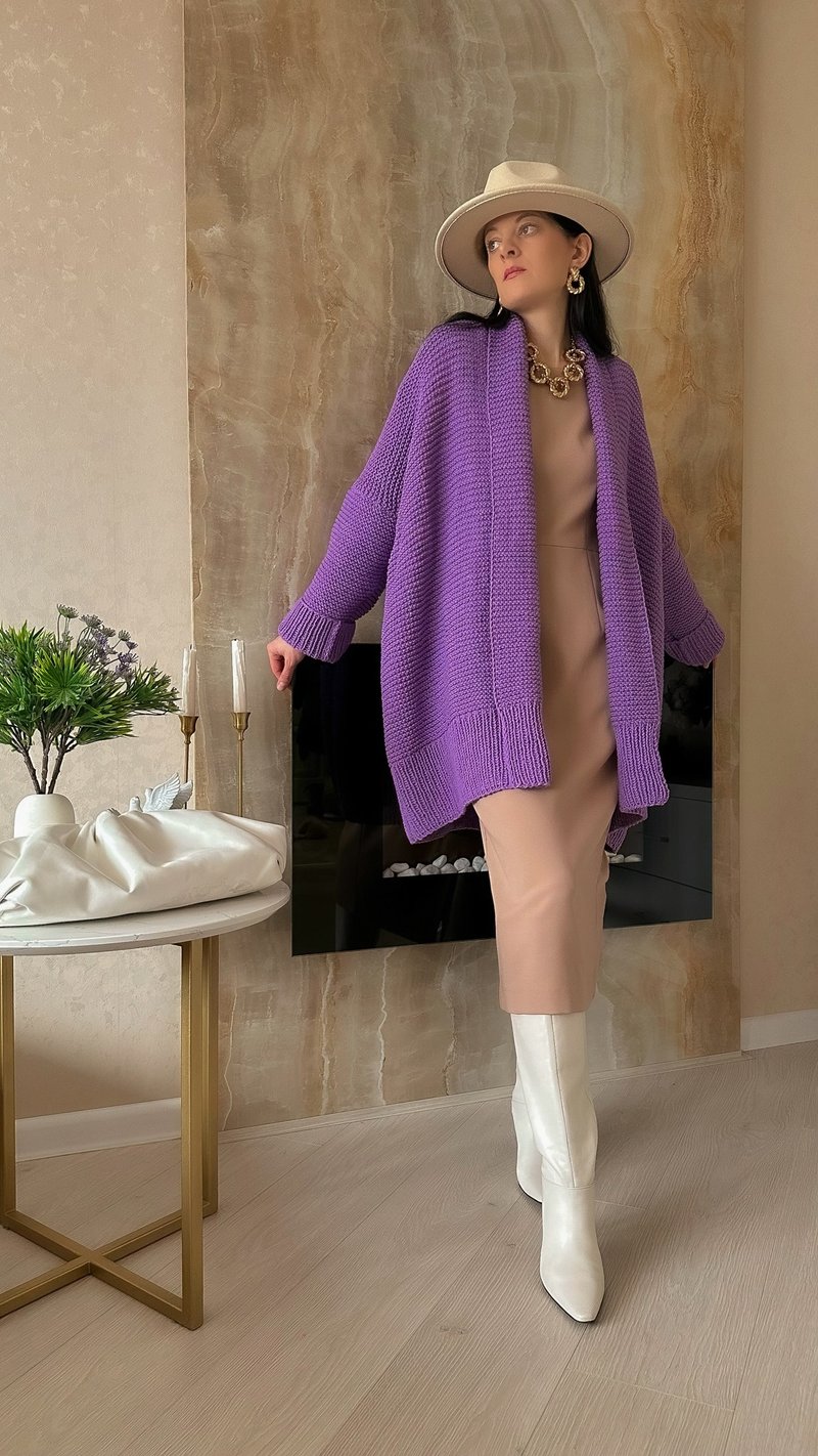 开襟毛衣 纯棉针织外套 宽松女款外套 领饰夹克 - 女装针织衫/毛衣 - 棉．麻 