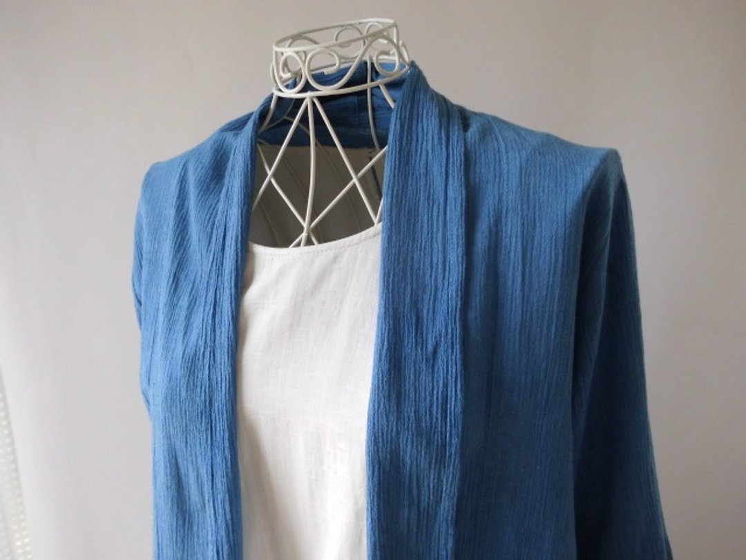 Indigo dye · Fuzzy and feathers ♪ Cotton (Yu Yan) Cardigan - 背带裤/连体裤 - 棉 蓝色