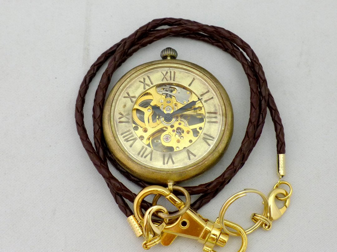 Handmade watch Manual winding pocket watch Oversized JUMBO Brass Instep case (BHW110 BR) - 男表/中性表 - 铜/黄铜 金色