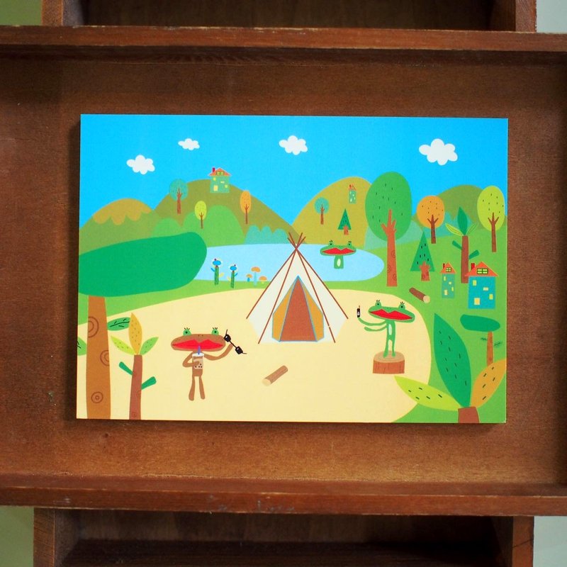 E*group 阿蛙露营  明信片 - 卡片/明信片 - 纸 白色