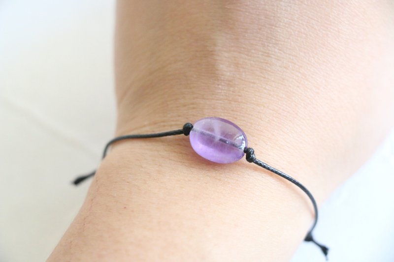 紫水晶手绳 天然水晶手链 矿石手环 水晶手绳 情侣手绳 朋友手绳 - 手链/手环 - 宝石 紫色