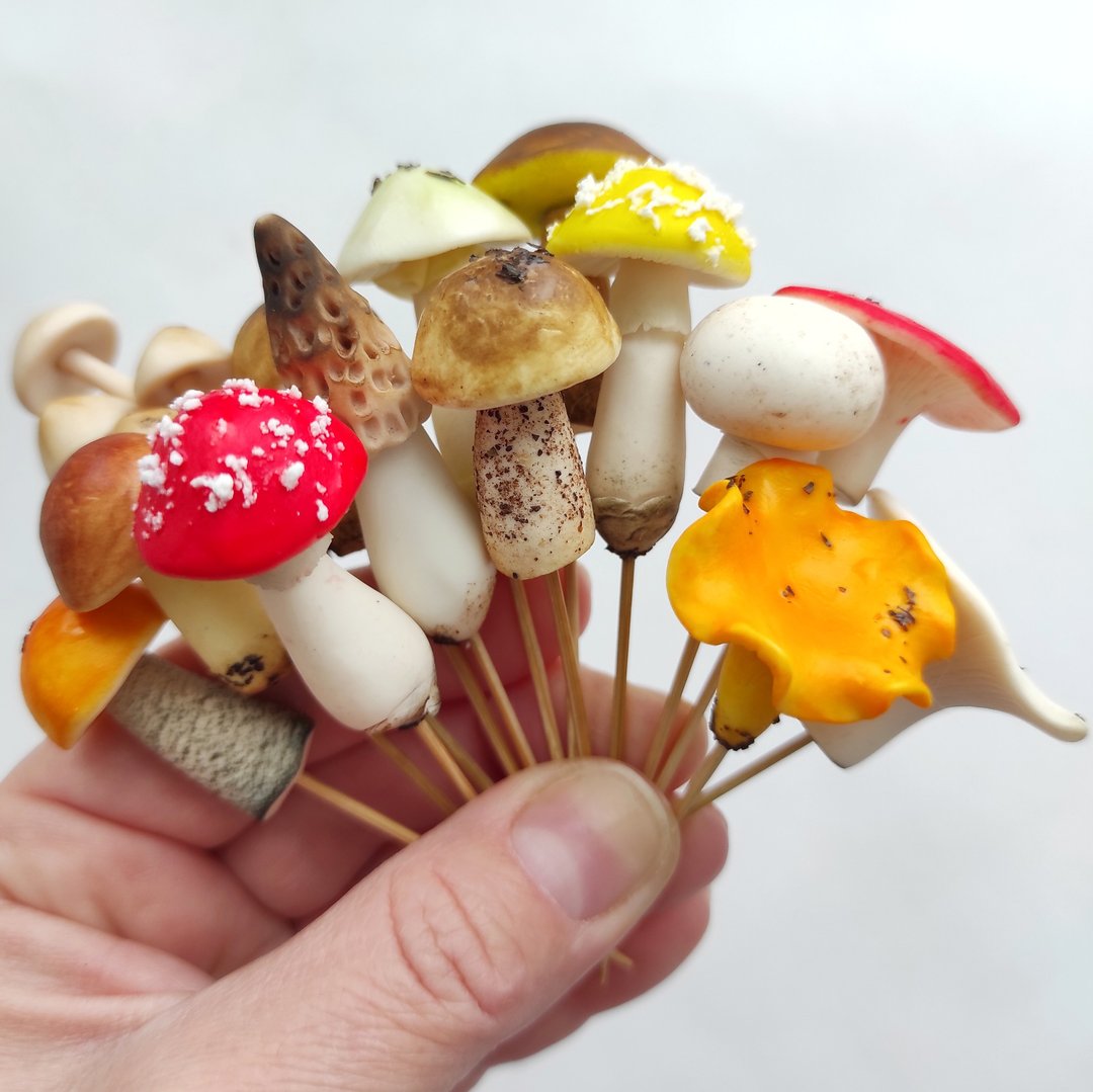 Miniature mushrooms terrarium décor - Terrarium mushroom - Plant decor - 植栽/盆栽 - 粘土 多色
