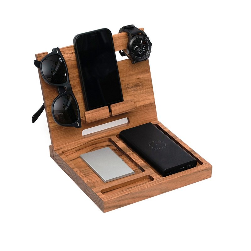 手工天然柚木平板/手机置物架-圣诞礼物/生日礼物/情人节礼物 - 收纳用品 - 木头 咖啡色