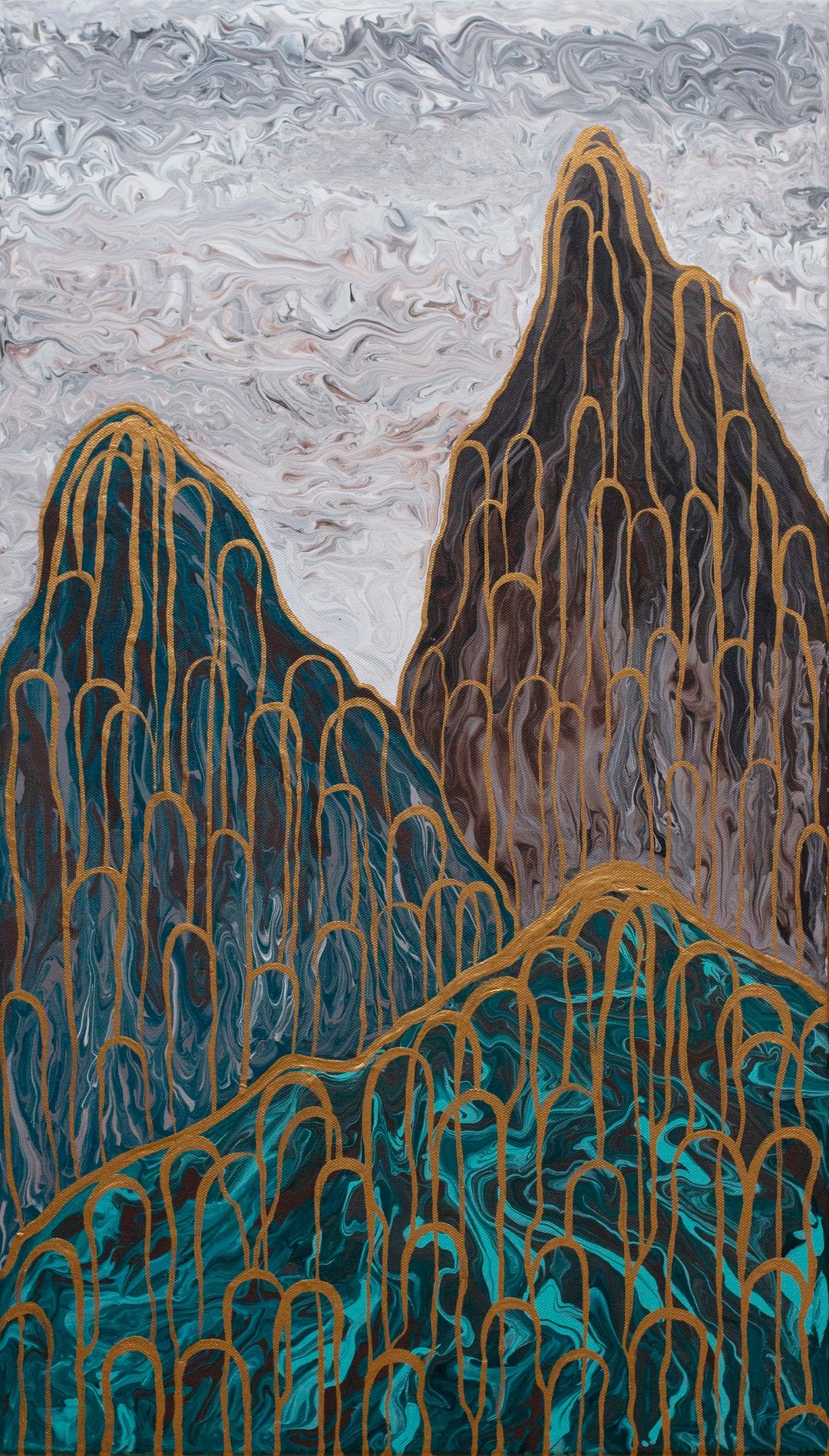 Grace. Abstract Art. Acrylic. Mountain. Himalayas. Mountain Tops. Blue Mountains - 海报/装饰画/版画 - 压克力 蓝色