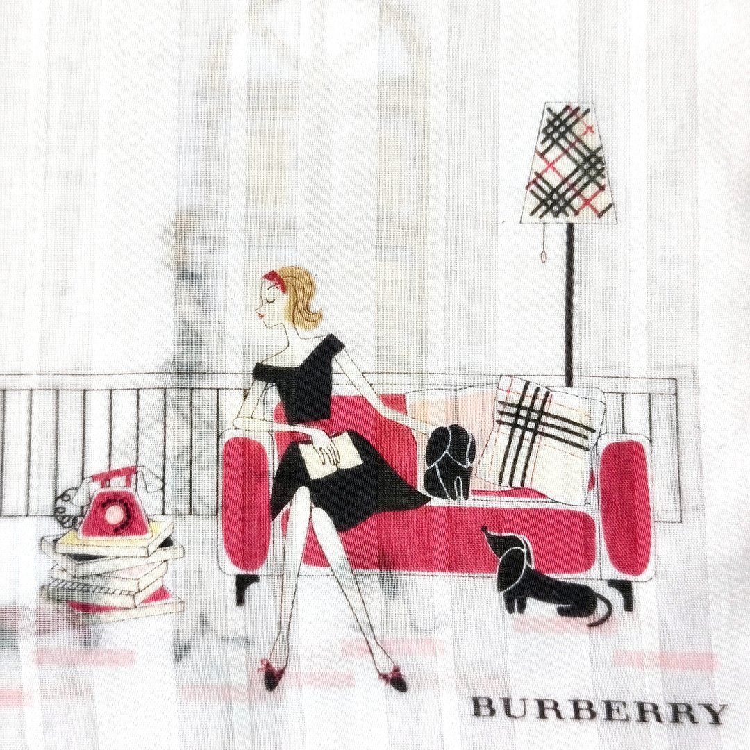 Burberry 复古手帕 女童与腊肠犬 19 x 19 英寸 - 手帕/方巾 - 棉 白色