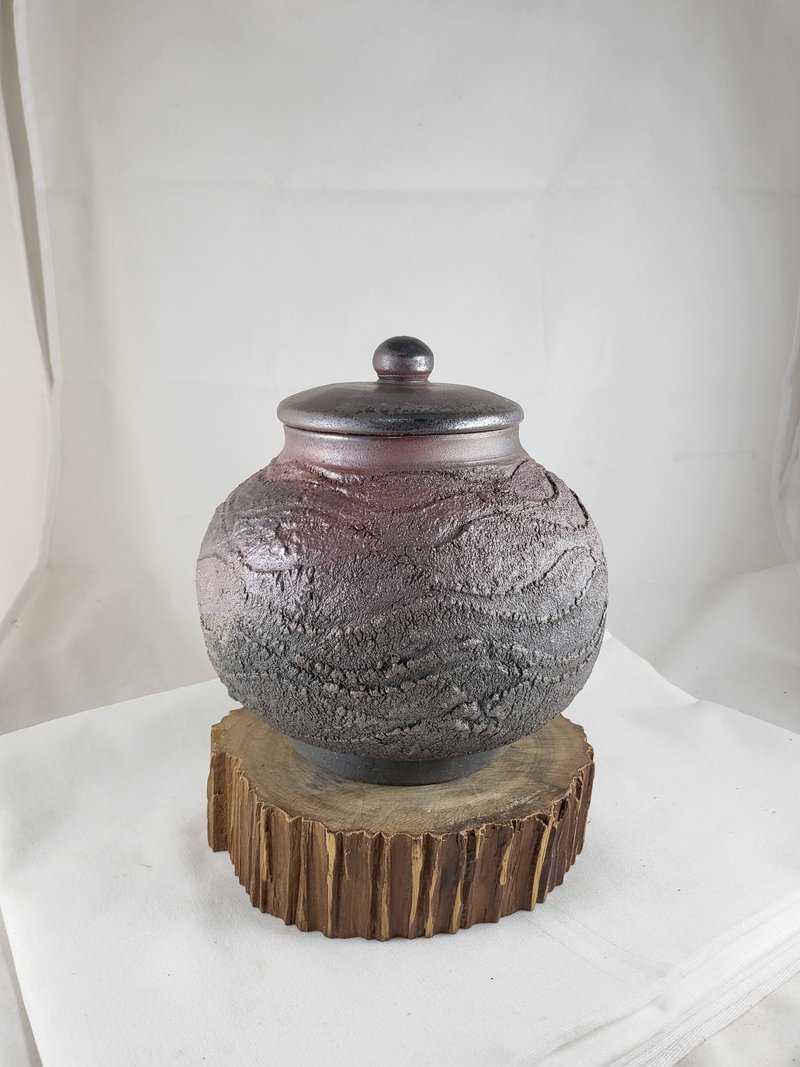 海浪纹手工柴烧七日烧茶仓两斤容量 - 茶具/茶杯 - 陶 咖啡色