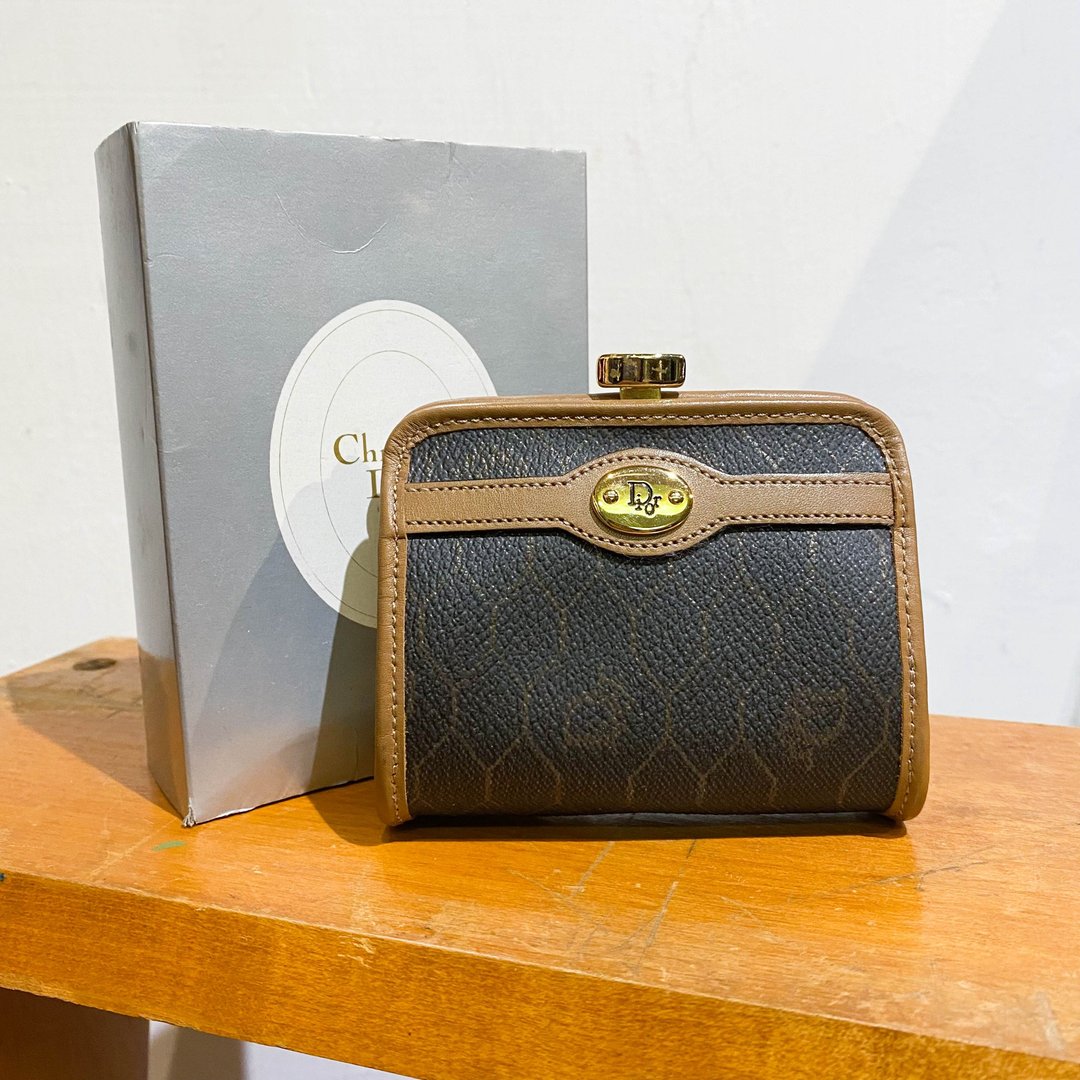 中古Dior│古着│复古│钱包│银包│啡色零钱包│散纸包 - 零钱包 - 真皮 咖啡色