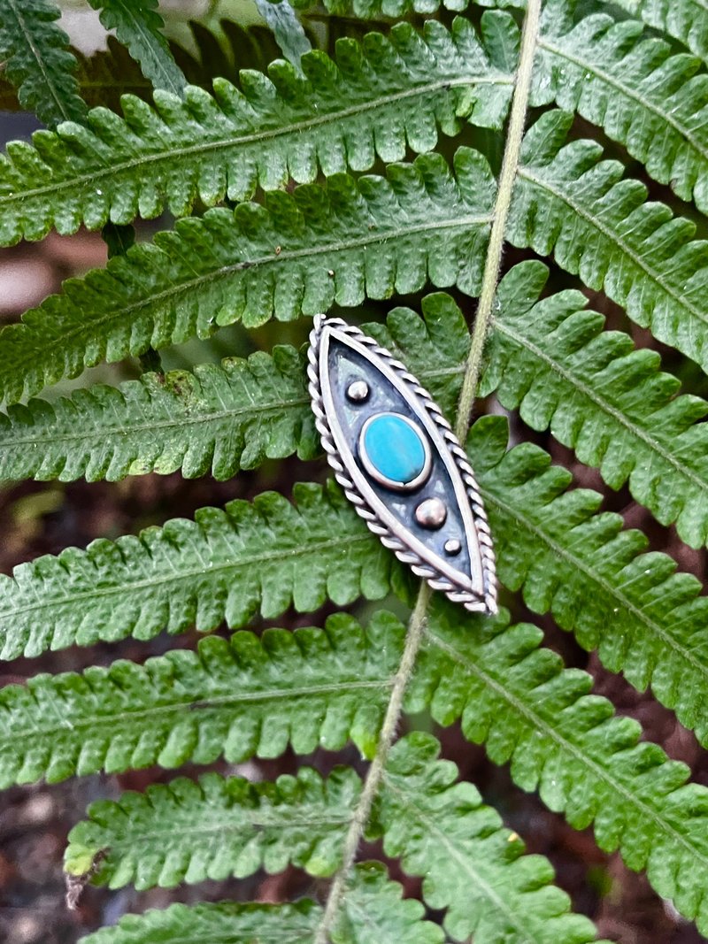 硫化马眼造型土耳其石925纯银戒指 - 戒指 - 纯银 