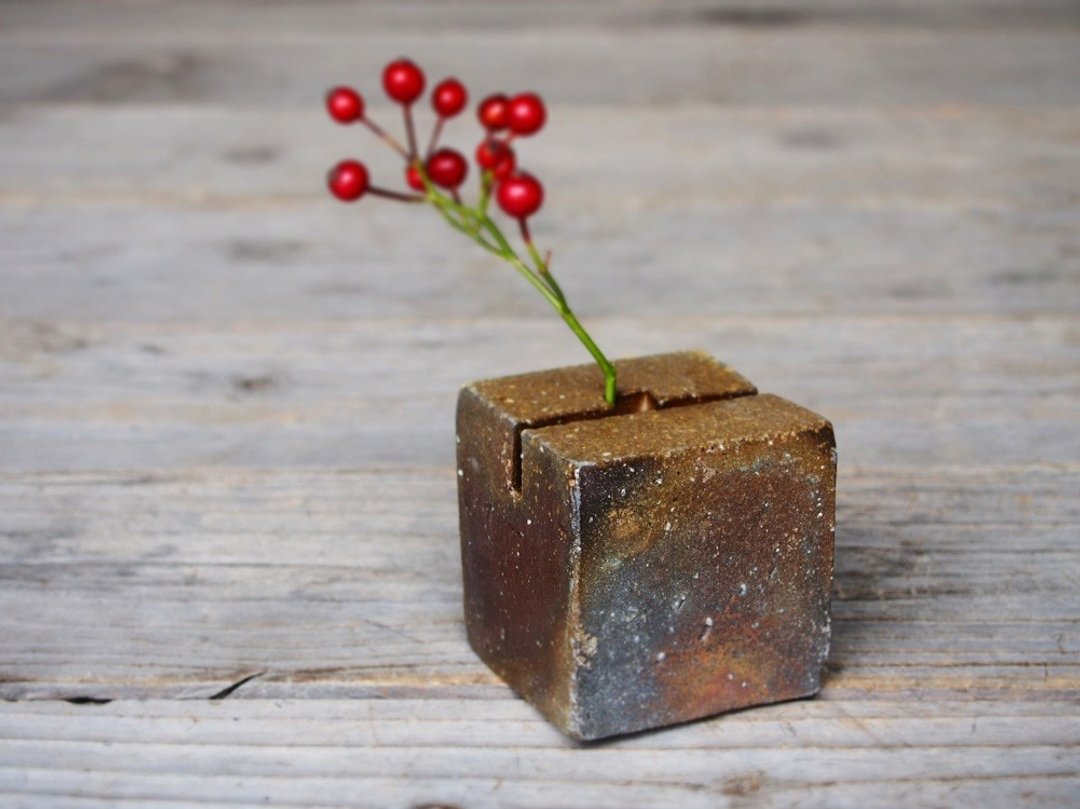 Baby burned in (cube 5.5 cm) h2 - 059 - 植栽/盆栽 - 陶 咖啡色