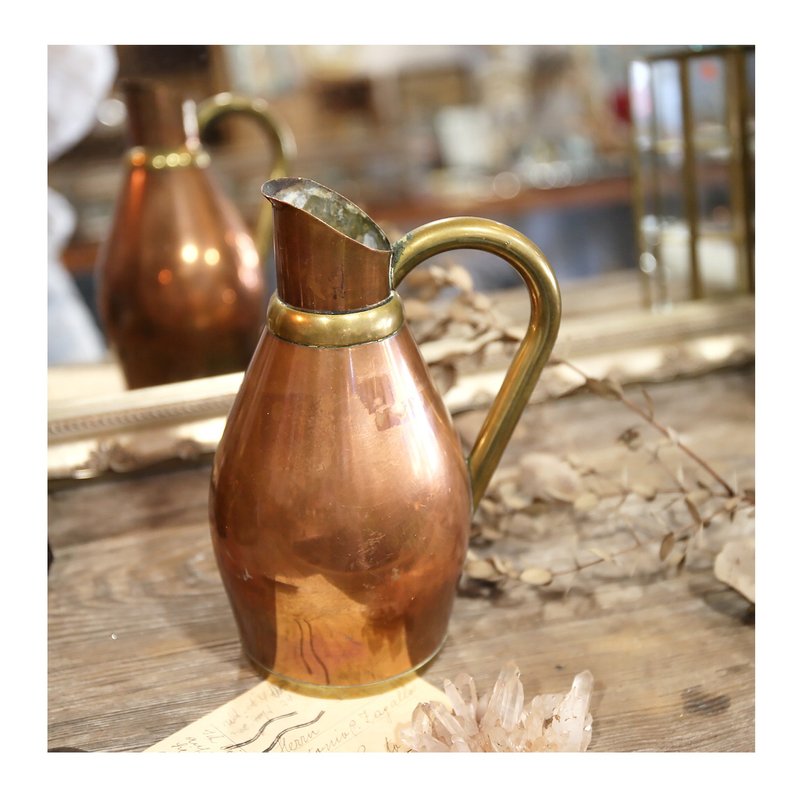 收藏自法国.黄红铜拼接壶.铜壶.花器.浇水瓶.手提铜壶.摆件 - 花瓶/陶器 - 其他金属 