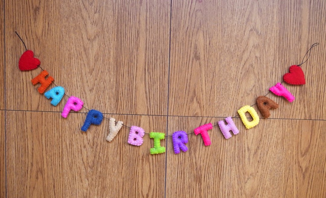 生日装饰 羊毛毡 手工制作 字母 生日挂饰 Happy birthday - 其他 - 羊毛 