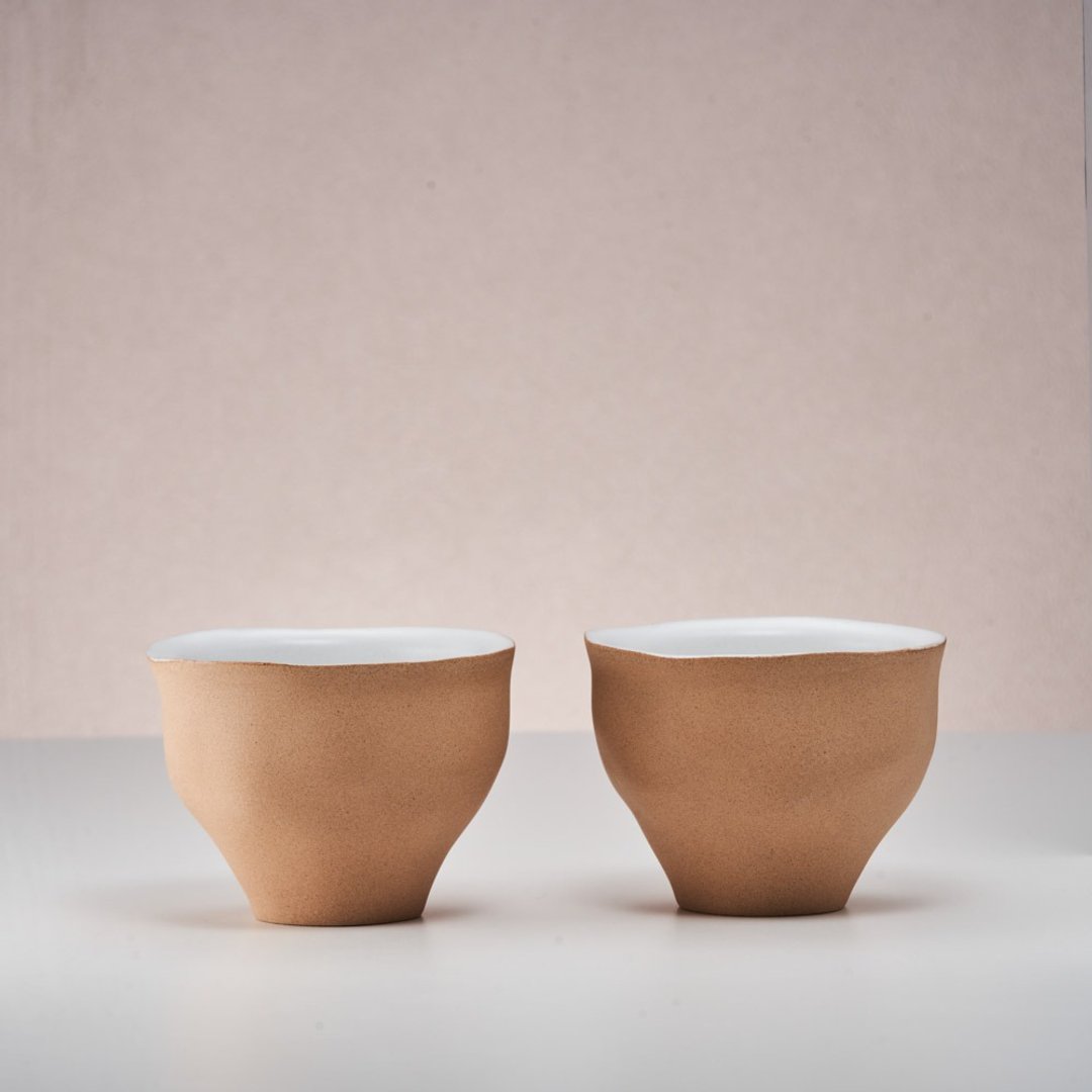 想。享 no.2│Thinking no.2 - 对杯组 (白釉陶) - 茶具/茶杯 - 陶 咖啡色