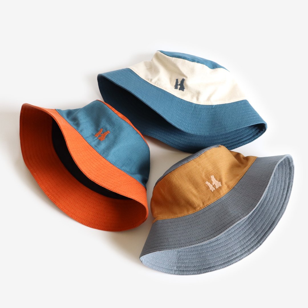 亚麻刺绣撞色渔夫帽 fisherman hat - 帽子 - 棉 多色