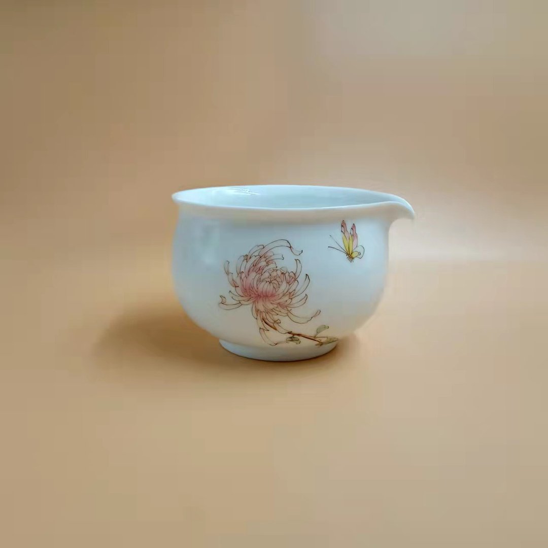 贴款 自慢堂 釉中彩 韩式茶盅 菊花 - 茶具/茶杯 - 瓷 