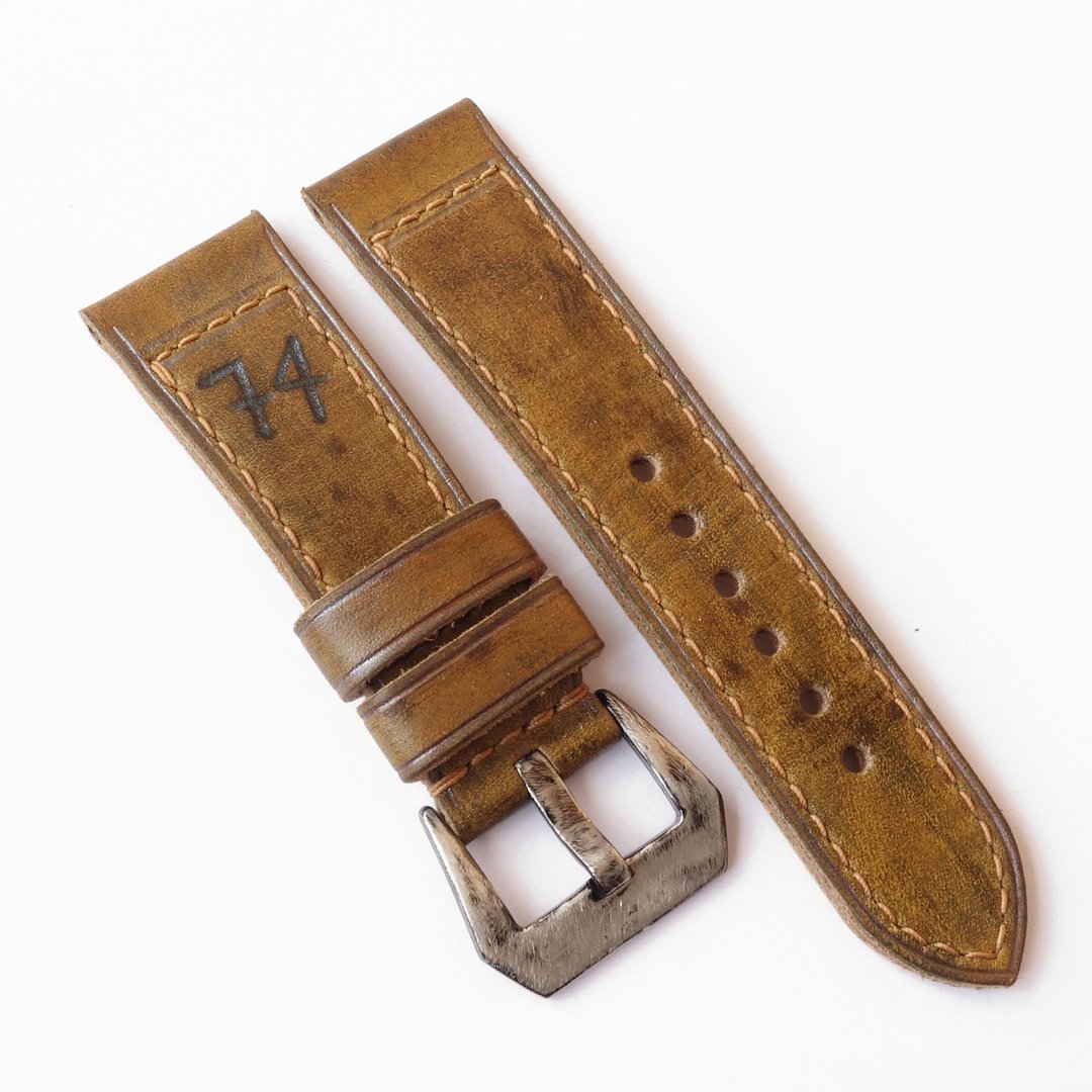 Historic vintage Watch Strap, Panerai PAM style, genuine leather - 表带 - 真皮 咖啡色