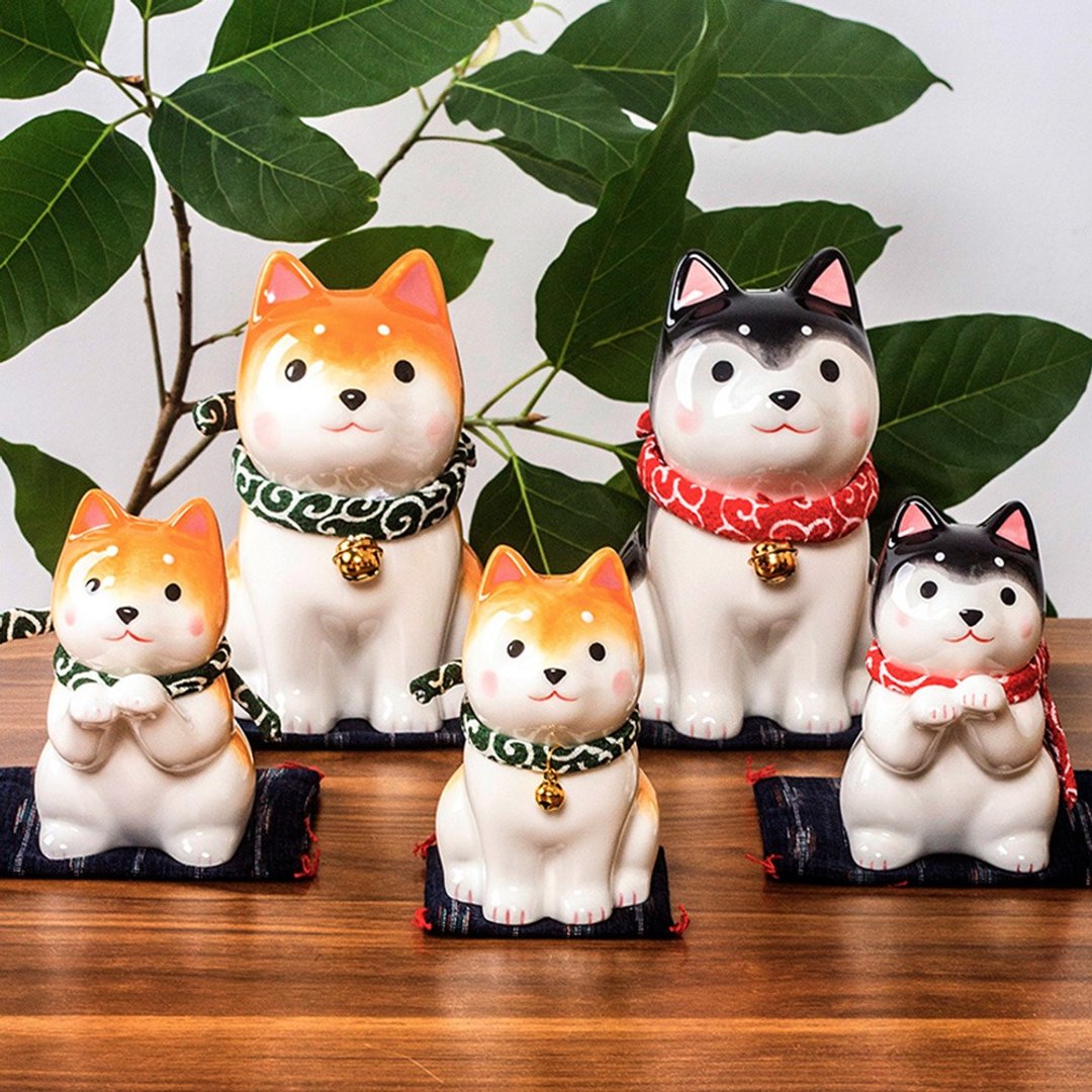 日本药师窑 日式坐姿柴犬可爱祈愿柴犬招福和风摆件 乔迁送礼日式 - 摆饰 - 瓷 
