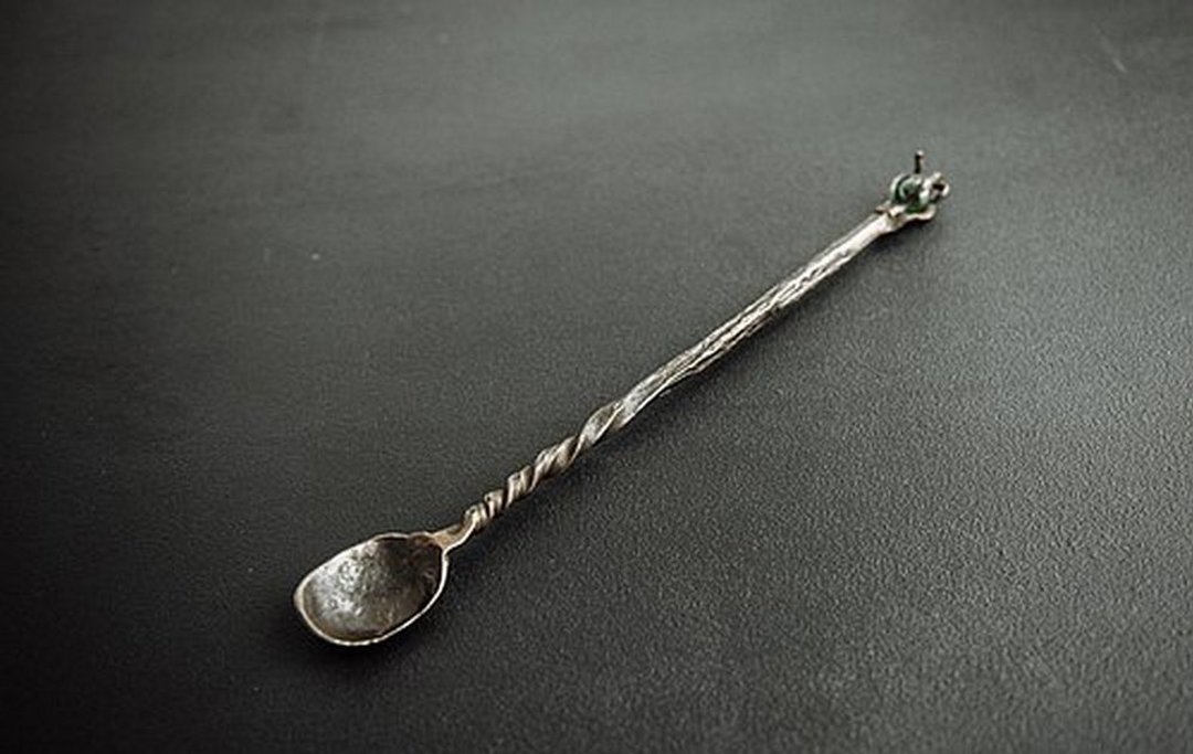Hand Forged Steel Witch Spoon Decor / Blacksmith Kitchen Witch Forged Spoon - 餐刀/叉/匙组合 - 其他金属 灰色