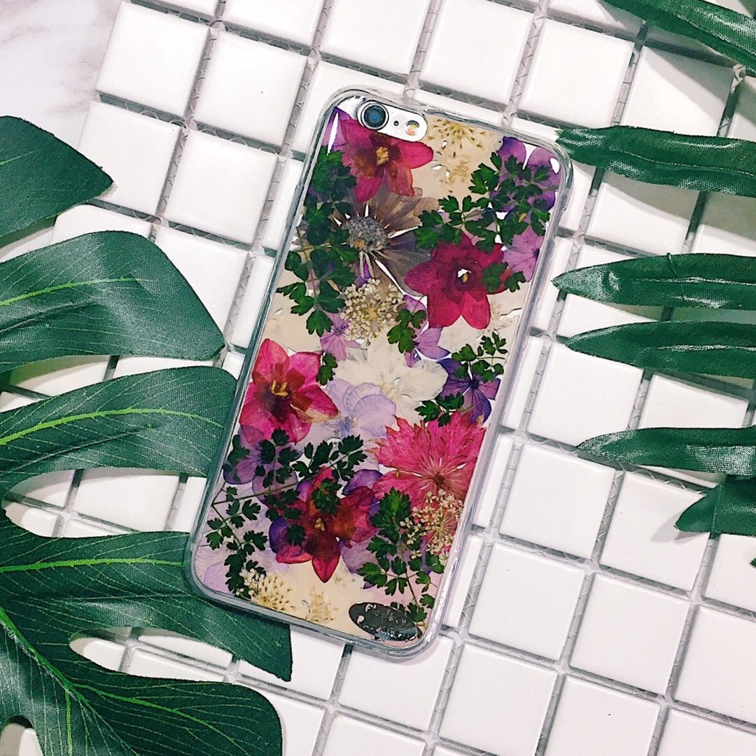 佛萝蕊::手作压花手机壳 - 手机壳/手机套 - 植物．花 紫色