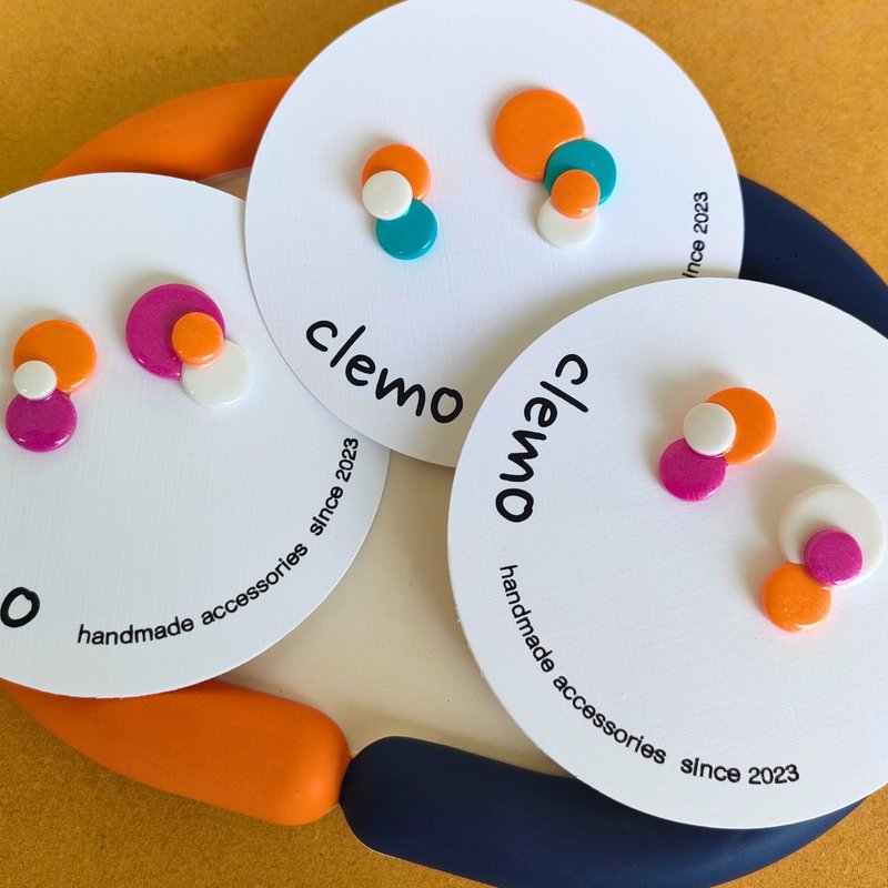 平丸 橘色【耳环】 - 耳环/耳夹 - 其他材质 多色