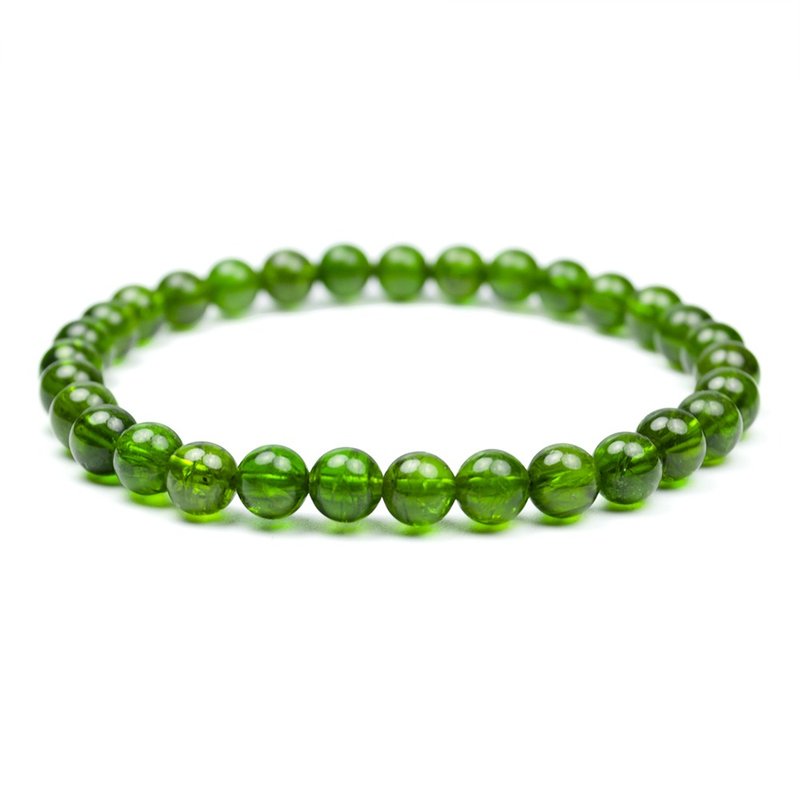 透辉石手珠 艳绿透辉石 5.8mm手链 透辉石手串 日本弹力绳 - 手链/手环 - 半宝石 绿色