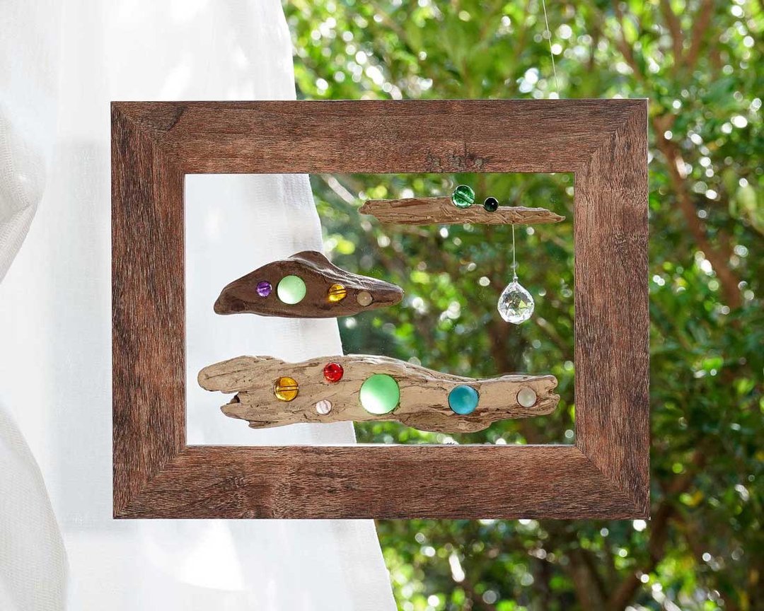 driftwood sun catcher window decoration glass ball glass ball marble wall décor natural art ２３ - 墙贴/壁贴 - 木头 咖啡色