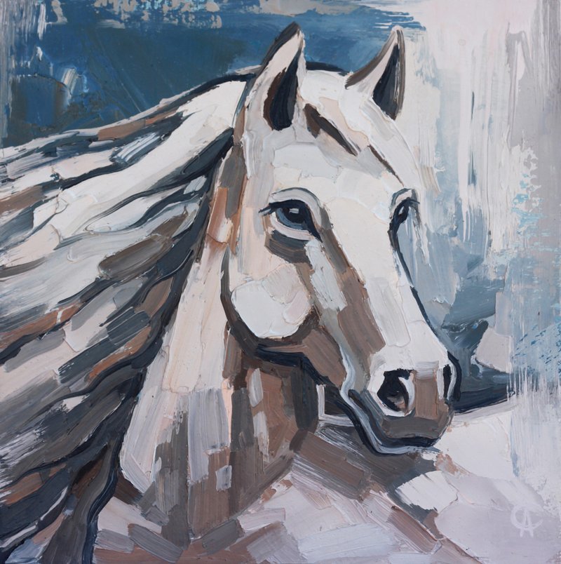 马画动物原始艺术国家艺术品农场墙装饰动物绘画。 - 海报/装饰画/版画 - 其他材质 灰色