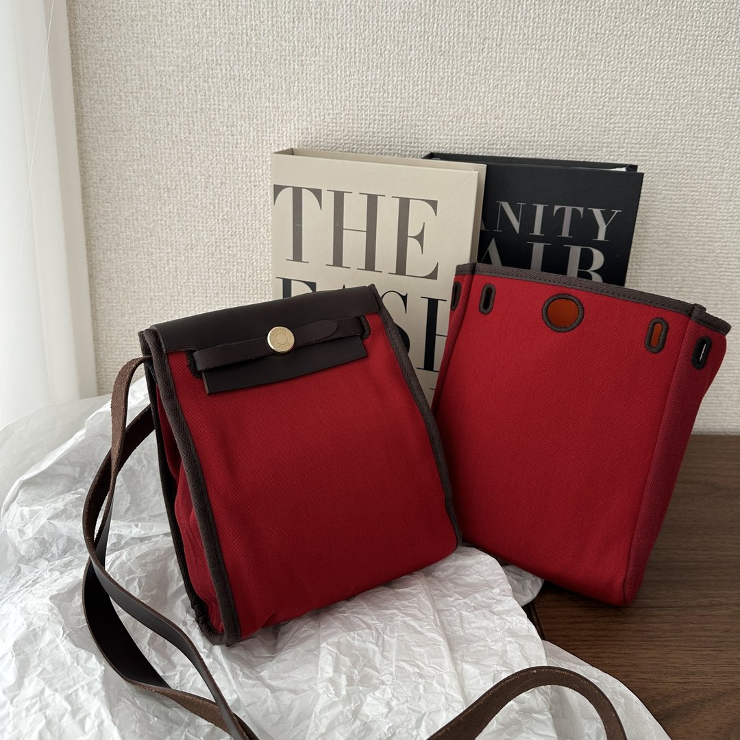HERMÈS 爱马仕 Her Bag TPM 帆布 × 皮革 红色 定制化肩背包 - 侧背包/斜挎包 - 棉 红色