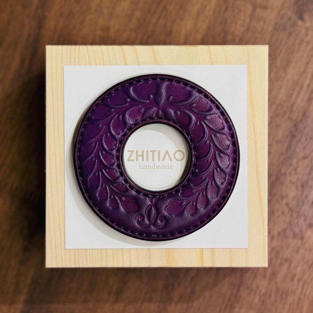 原创手工制作牛皮剑道刀镡 隐秘之境 紫色 剑锷 Tsuba - 运动配件 - 真皮 紫色