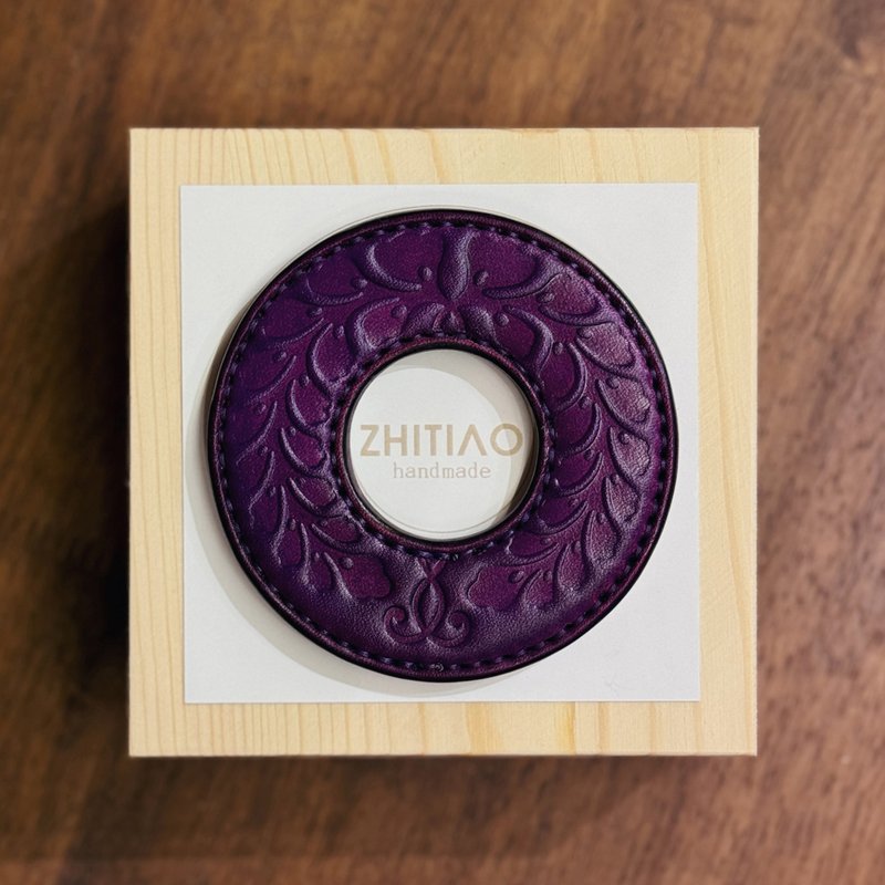 原创手工制作牛皮剑道刀镡 隐秘之境 紫色 剑锷 Tsuba - 运动配件 - 真皮 紫色