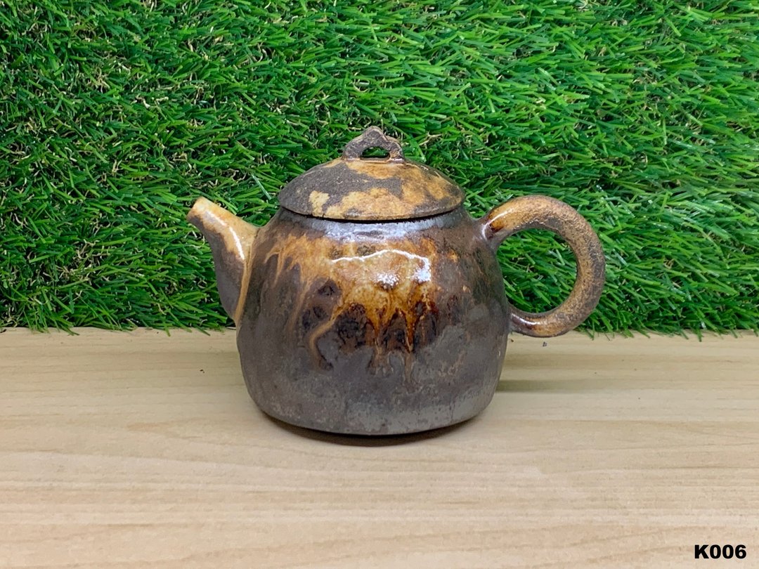 切削壶(落灰釉) l 柴烧 - 茶具/茶杯 - 陶 咖啡色