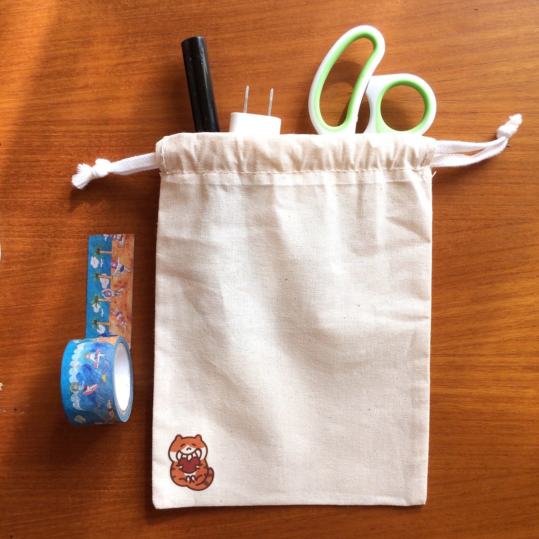 婚礼小物 / 爱你の猫 帆布束口袋 手工印制 Drawstring bag - 化妆包/杂物包 - 棉 