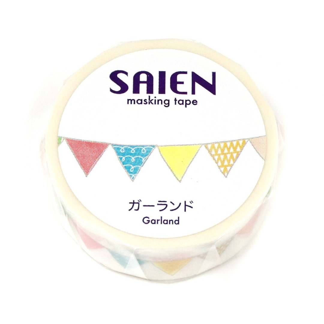 【日本 SAIEN】15mm 和纸胶带-缤纷花环 Garland - 纸胶带 - 纸 
