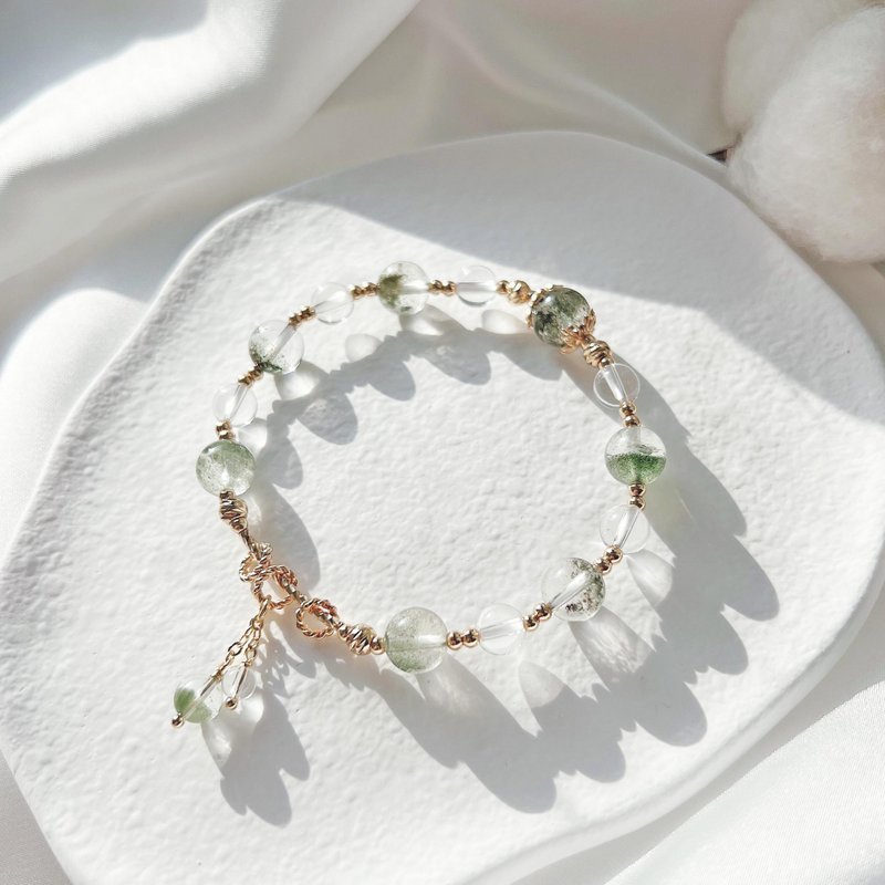 绿幽灵 白水晶 14k包金 天然水晶手链 - 手链/手环 - 水晶 多色