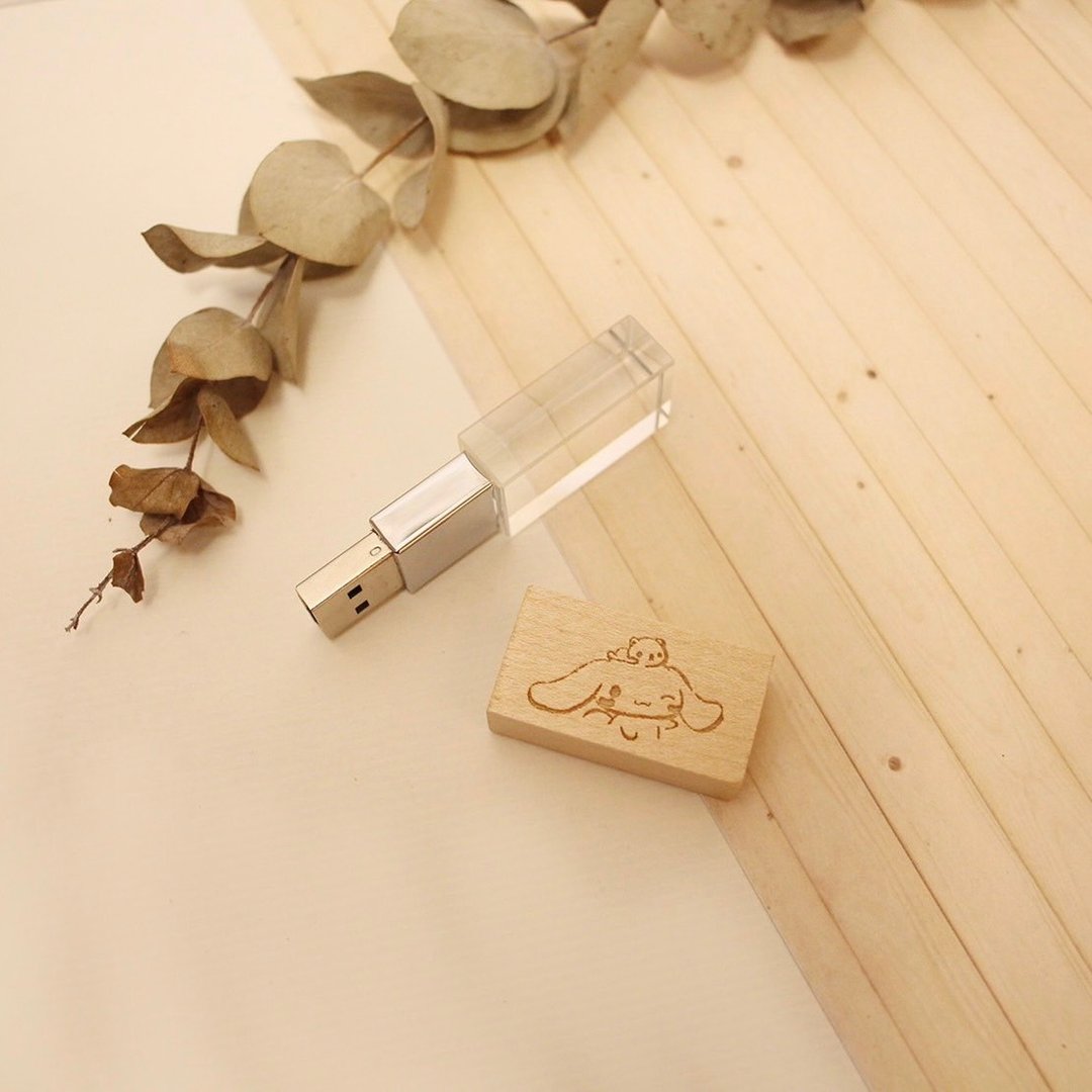 【莳设计-定制化】32G 原木水晶双拼随身碟 USB - U盘 - 木头 