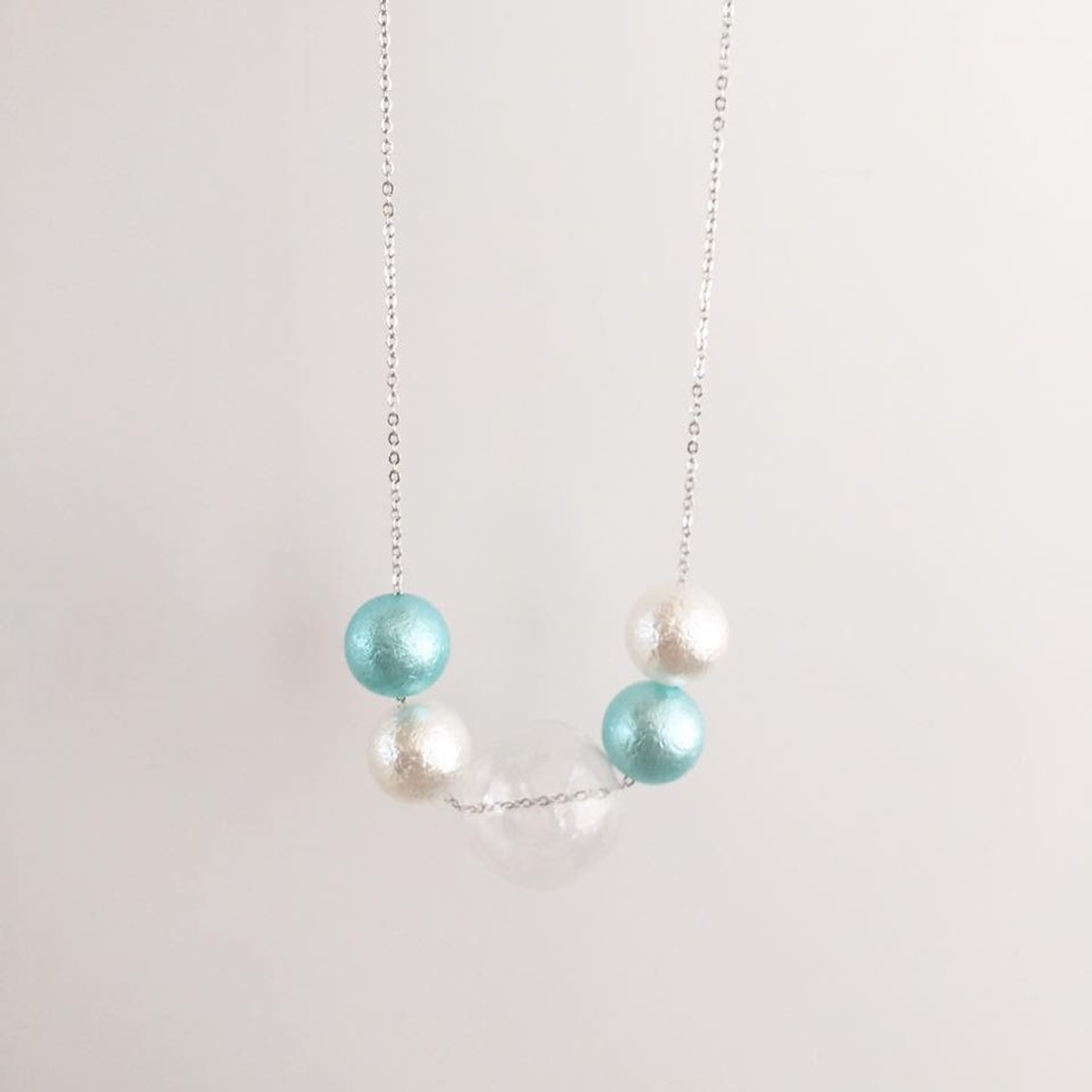 Laperle <<迷幻系列>> 绿色 clubbing 几何 玻璃球 项链 颈链 Green Color Glass Ball Necklace Geometric - 颈链 - 玻璃 绿色