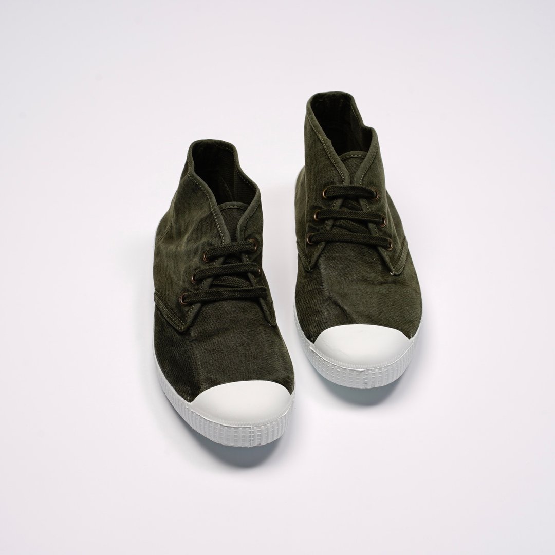 西班牙帆布鞋 CIENTA 60777 22 墨绿色 洗旧布料 大人 Chukka - 女款休闲鞋 - 棉 绿色