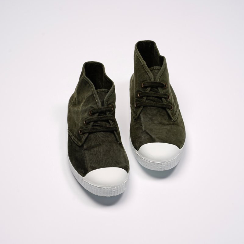西班牙帆布鞋 CIENTA 60777 22 墨绿色 洗旧布料 大人 Chukka - 女款休闲鞋 - 棉．麻 绿色