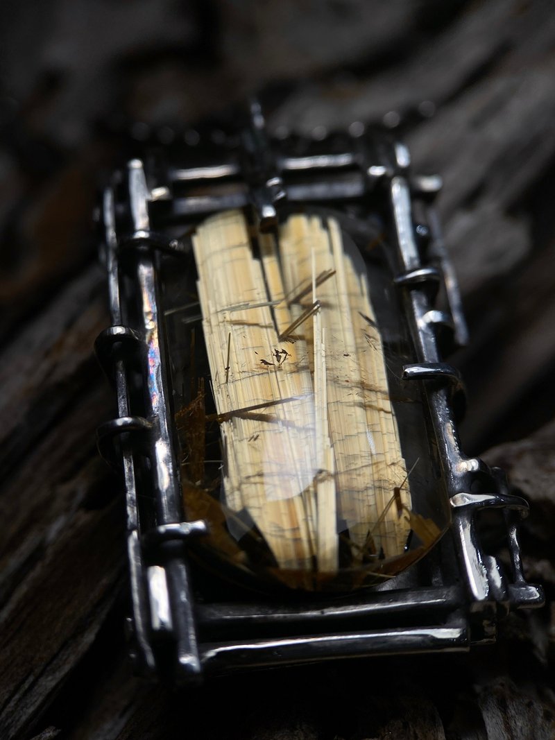 天然矿石 / 钛晶 / 纯银项链/金 - 项链 - 水晶 金色