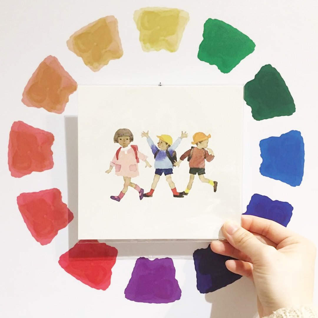 岩崎知弘-背着书包排着队的一年级学生A-插画明信片 - 卡片/明信片 - 纸 