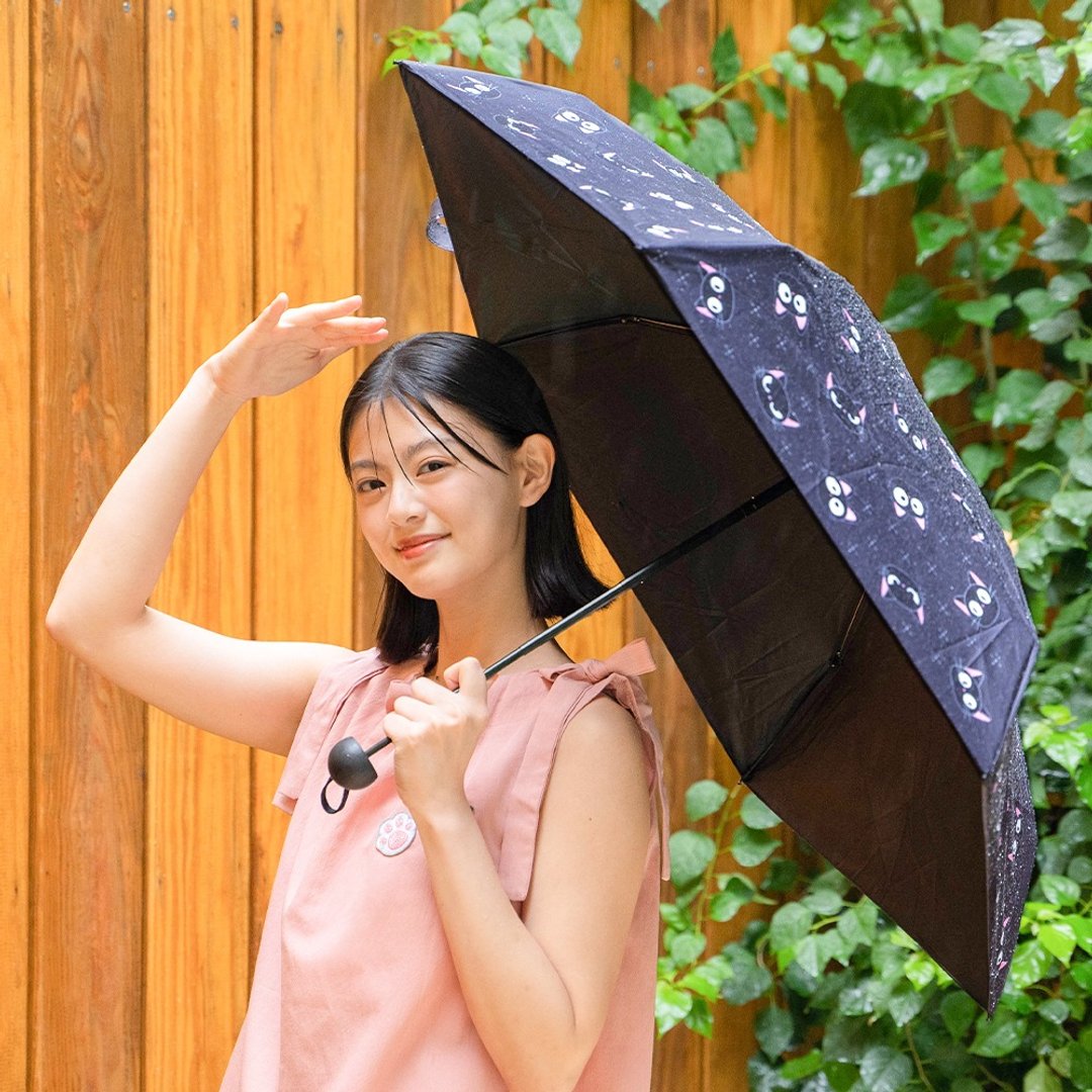 小黑猫 轻量 晴雨两用 折叠伞【D29】 - 雨伞/雨衣 - 防水材质 黑色