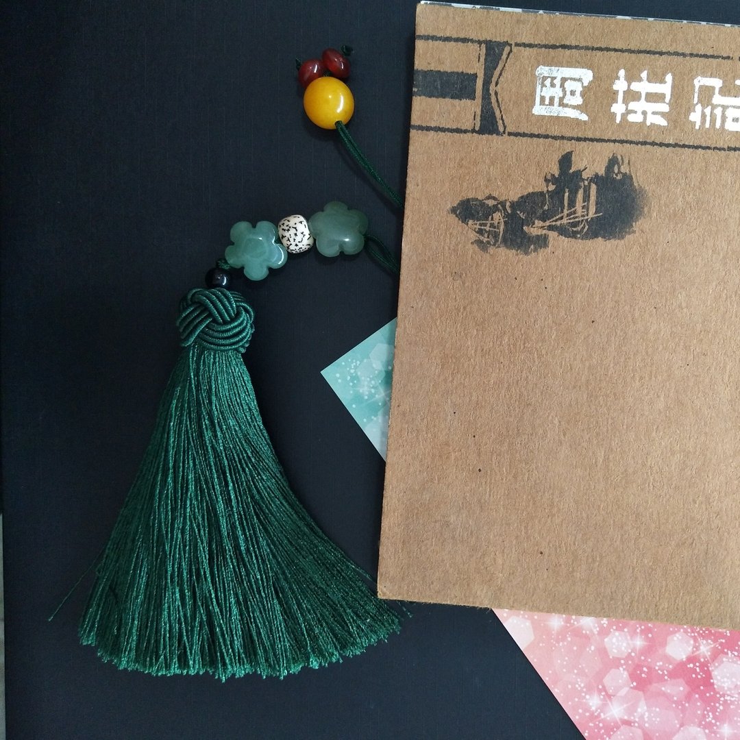荷塘月色―中国风车载挂饰 包包挂饰 古典墨绿色流苏礼物 - 钥匙链/钥匙包 - 宝石 绿色