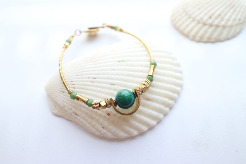 绿亚星球~绿松石/黄铜/捷克珠/水钻 手环 - 手链/手环 - 其他金属 