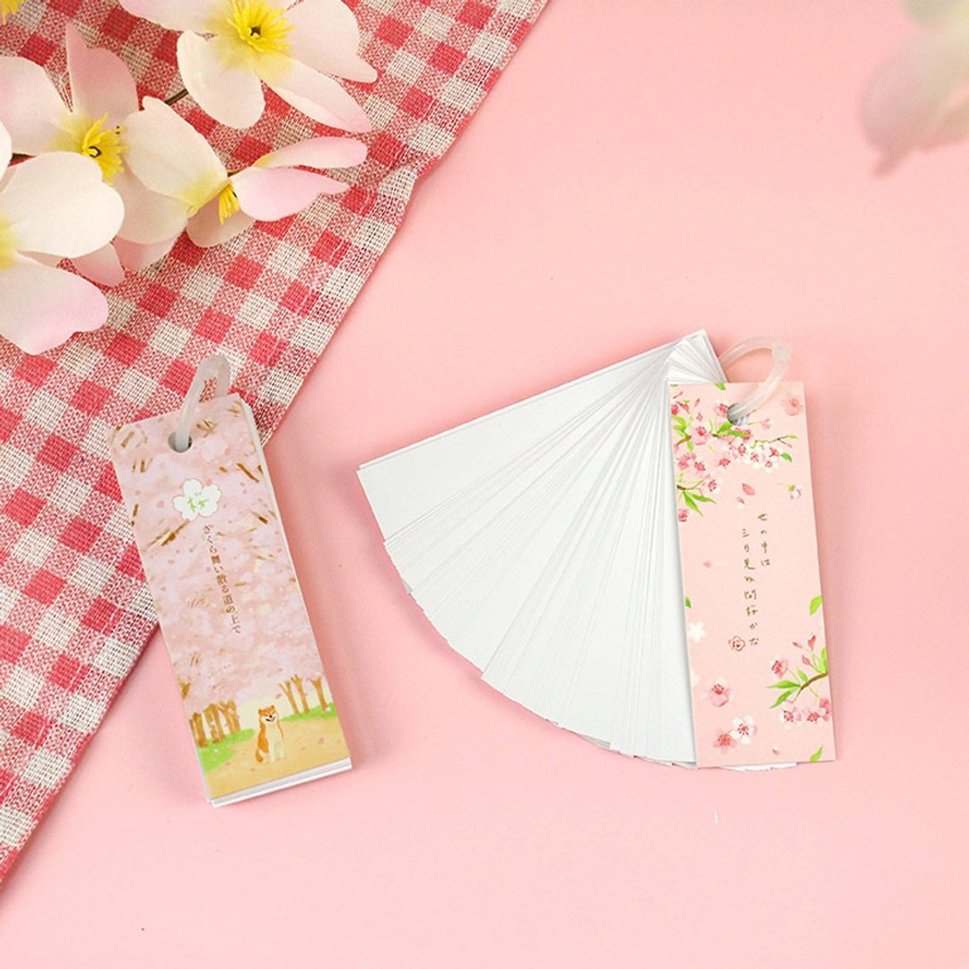 Chuyu 单字本(中/空白)/单词卡/便条本/学习卡/留言纸-80张/樱花 - 便条纸/标签贴 - 纸 粉红色