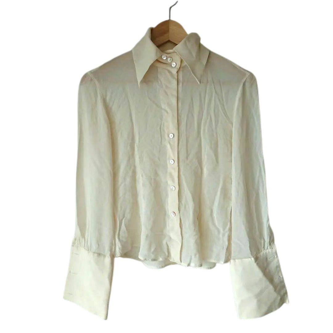 Max Mara 中古真丝衬衫 - 女装衬衫 - 丝．绢 白色