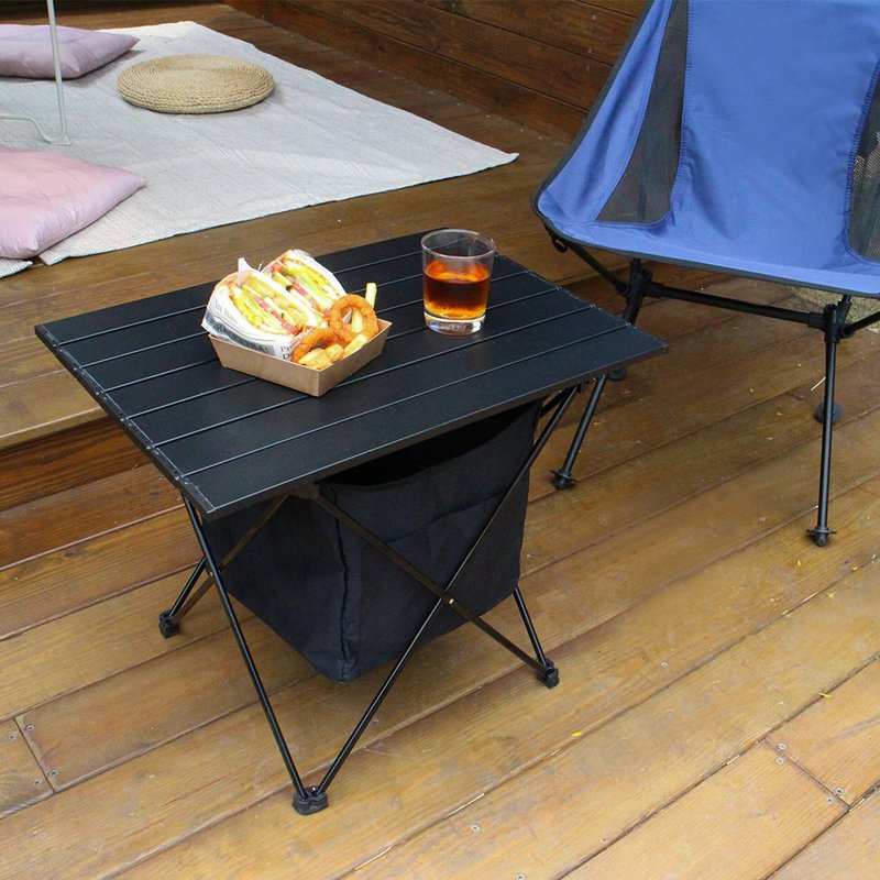 可携式卷卷桌 /露营用品收纳/折叠桌/野餐 野营器具 户外烤肉 - 露营用品 - 其他金属 黑色