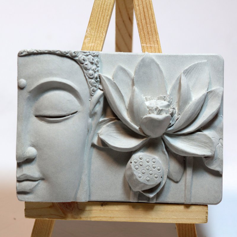 清水模软装设计 佛像摆饰七 香氛摆件 水泥软装 附赠木架 - 摆饰 - 其他材质 白色