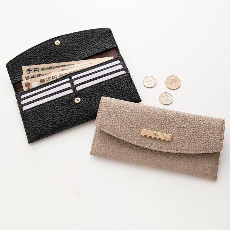 信封造型长夹【顶级真皮 质感金属牌 名字雕刻】长皮夹 薄型 纤细 钱包 质感色 文字雕刻 HR75U - 皮夹/钱包 - 真皮 黑色