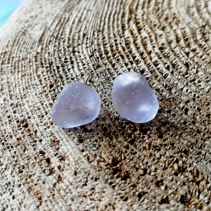 Sea Glass Stud Earrings 海玻璃耳環 Sea Glass Earrings 海廢飾品 Real Sea Glass Jewelry - 耳环/耳夹 - 玻璃 多色