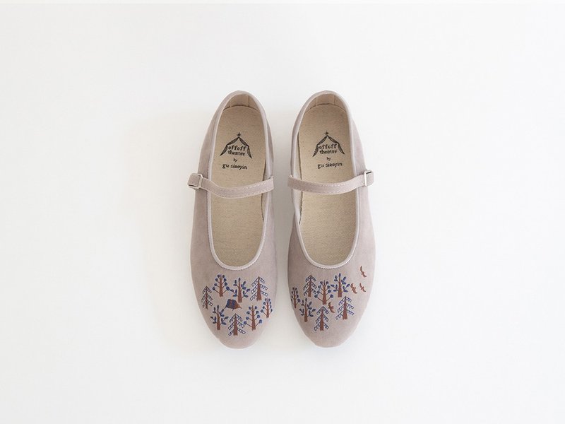 插画刺绣鞋 (森林物语/灰) - 芭蕾鞋/娃娃鞋 - 其他材质 多色